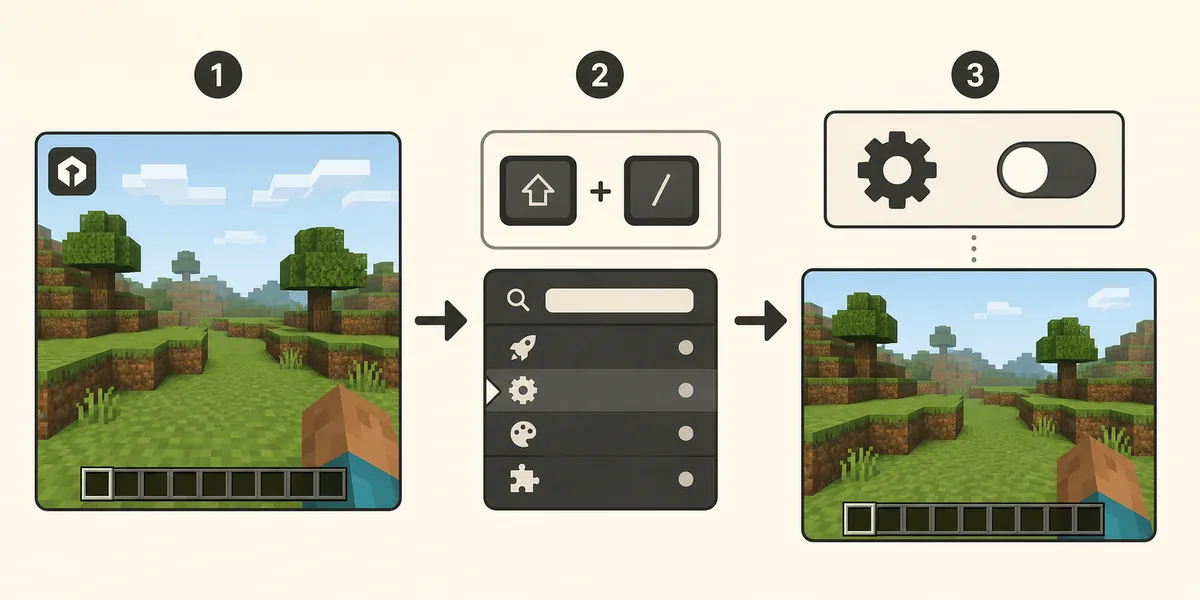 Editorial diagram showing the path from the game view to Navigator and an off WurstLogo setting